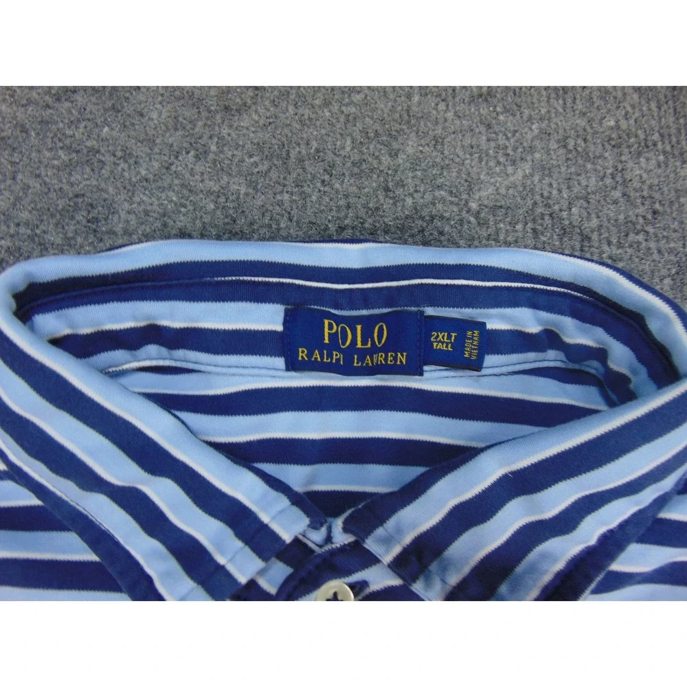 Polo Ralph Lauren Polo Shirt Mens 2XLT Blue Striped Preppy Classic Nautical Golf